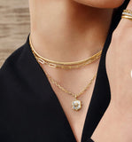 Gold Color-Block Mother of Pearl Necklace