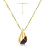 Gold Tiger Eye Droplet Pendant Necklace
