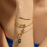 Gold Stud Link Charm Bracelet