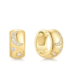 Gold Celestial Chunky Huggie Hoop Earrings