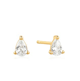 Gold Pear Stud Earrings