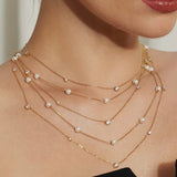 Gold Bezel Cubic Zirconia Station Necklace