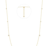 Gold Bezel Cubic Zirconia Station Necklace