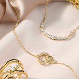 Gold Arc Pave Necklace