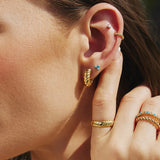 Gold Bold Texture Medium Huggie Hoop Earrings