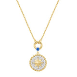 Two-Tone Eight-Pointed Star Signet Necklace