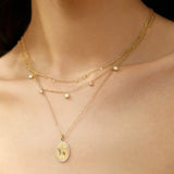 Gold Mini Disc Drop Stacking Necklace