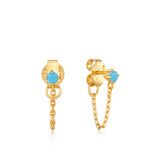 Turquoise Chain Drop Stud Earrings