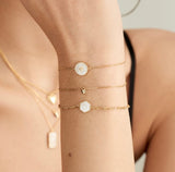 Compass Emblem Gold Figaro Chain Bracelet