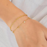 Gold Pavé Puffed Heart Station Bracelet