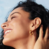 Gold Classic Tube Medium Huggie Hoop Earrings