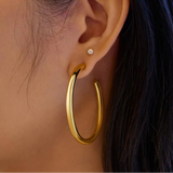 Gold Classic Tube Large Hoop Earrings