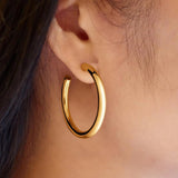 Gold Classic Tube Oversized Hoop Earrings