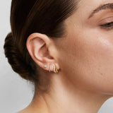 Gold Slim Pavé Wave Huggie Hoop Earrings