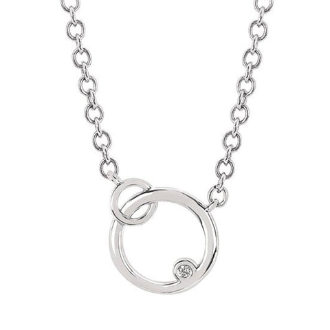 Sterling Silver Diamond Circle Necklace