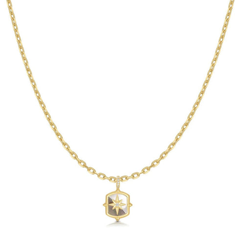 Gold Color-Block Mother of Pearl Necklace
