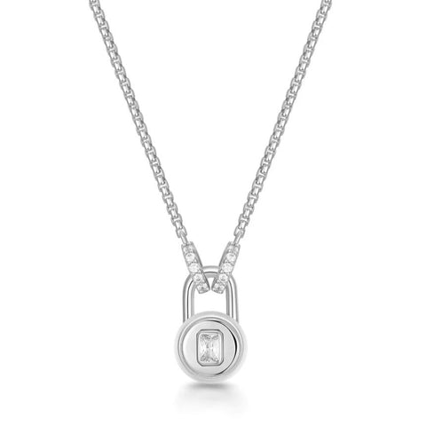 Silver Linked Locket Dangle Necklace