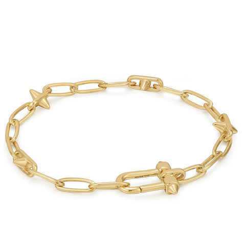 Gold Stud Link Charm Bracelet