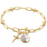 Gold Stud Link Charm Bracelet