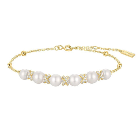 Sparkling Braided Shell Pearl Bracelet