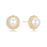 Shell Pearl Bloom Stud Earrings