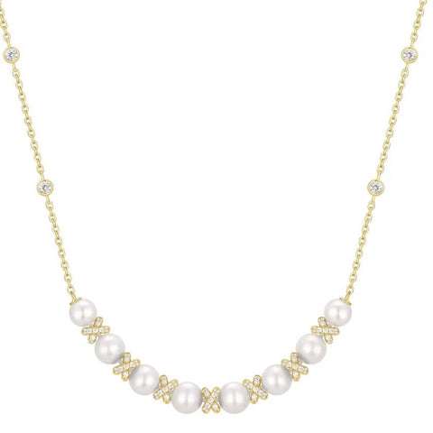 Sparkling Braided Shell Pearl Necklace