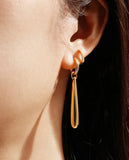 Gold Long Water Droplet Drop Earrings