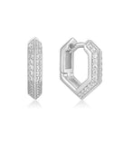 Silver Sparkling Shield Huggie