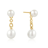 Gold Freshwater Pearl Stud Ear Jackets