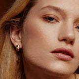 Gold Celestial Chunky Huggie Hoop Earrings