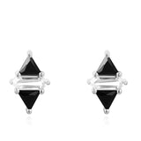 Silver Triangle Black & White Stud Earrings
