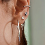 Silver Triangle Cubic Zirconia Geometric Stud Ear Jackets
