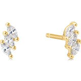 Gold Triple Marquise Stud Earrings