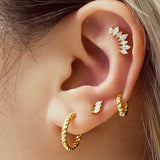 Gold Triple Marquise Stud Earrings