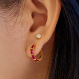 Gold Rose Huggie Hoop Earrings