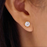 Gold Solitaire Stud Earrings