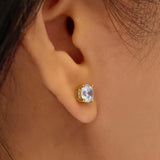 Gold Solitaire Stud Earrings