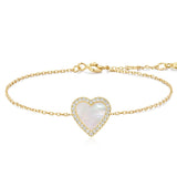 Gold Mother of Pearl Halo Heart Bracelet