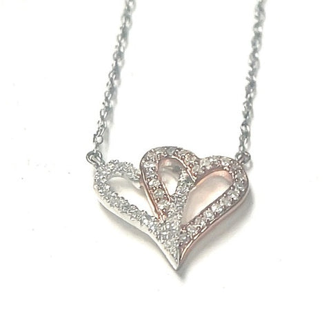 Two-Tone Diamond Heart Pendant