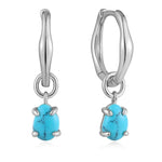 Turquoise Drop Wave Huggie Hoop Earrings