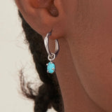 Turquoise Drop Wave Huggie Hoop Earrings