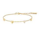 Pave Puffed Heart Station Bracelet