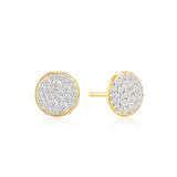 Gold Pave Disc Stud Earrings