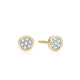 Gold Small Pave Disc Stud Earrings