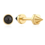 Black Agate Point Barbell Earrings