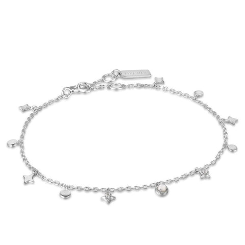 Silver Star Mother of Pearl Drop Anklet