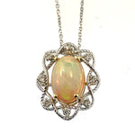 Diamond & Opal Pendant Necklace