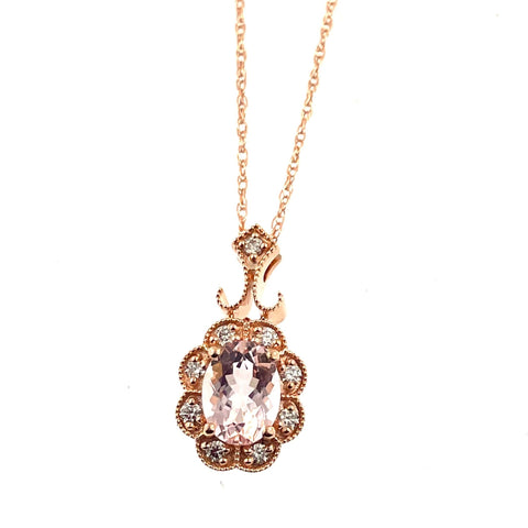 Morganite & Diamond Pendant Necklace