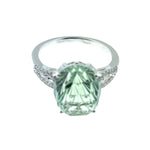 Green Garnet & Diamond Ring