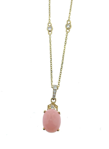 Pink Opal & Diamond Pendant
